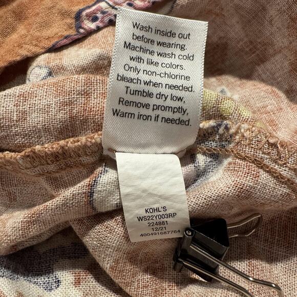 Dress Linen Maxi Babydoll Boho Cottage Romantic Feminine Retro Floral Orange XXL - Picture 4 of 5